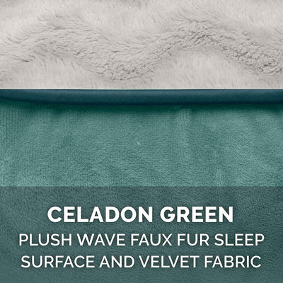 Orthopedic Dog Bed for Small Dogs W/ Removable Bolsters & Washable Cover, for Dogs up to 20 Lbs - Plush & Velvet Waves Perfect Comfort Sofa - Celadon Green, Small