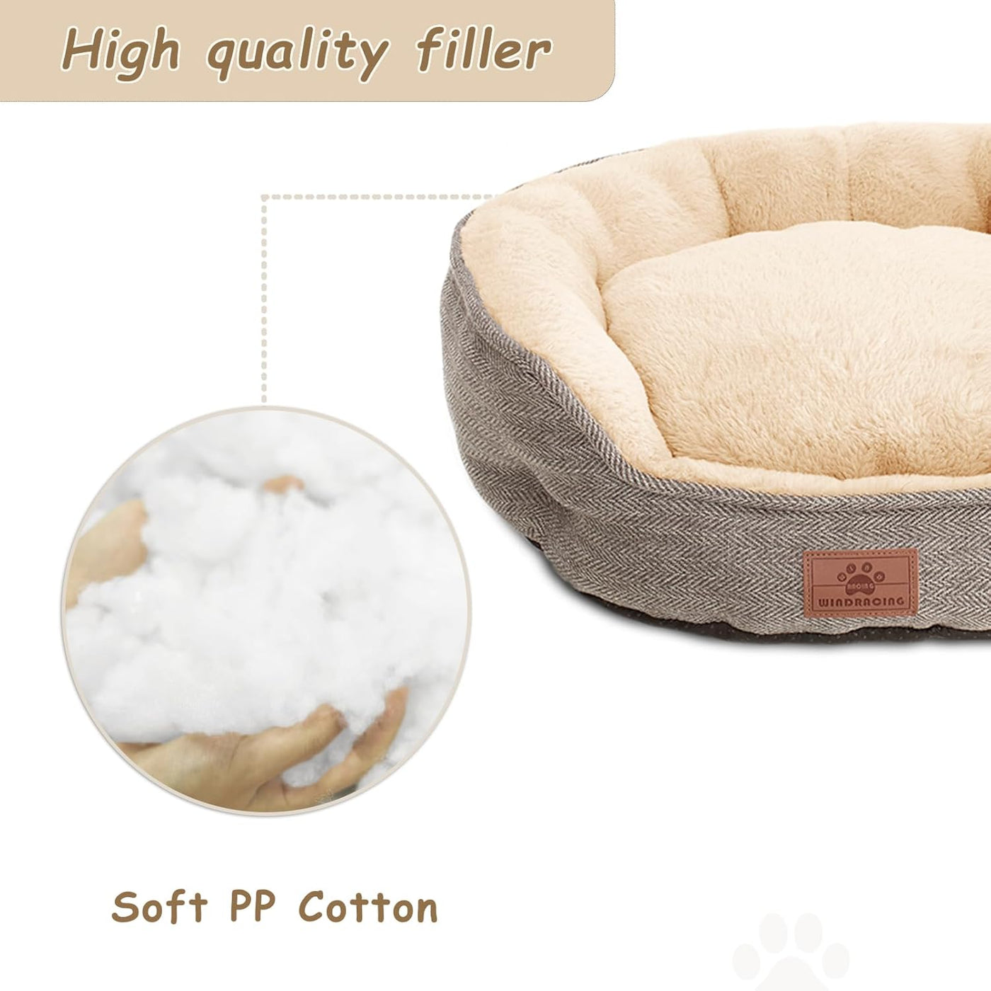 Cat Beds for Indoor Cats,Kitten Bed,Dog Bed for Extra Small Dogs Breeds,Puppy Kennel Bed, Comfy Durable Pet Sleeping Bed, Washable Roun Cat Bed & Non-Slip Bottom, Size 19"L X 16"W X 6.5"Th