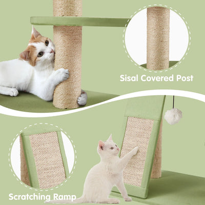 Cat Tree, Modern Cat Tower with Cat Scratching Post for Indoor Cats, Green (20 Inch)