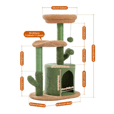 Festive Cat Scratching Post Cactus Tree Tower with Sisal Rope Cat Climbing Frame with Christmas Decoration