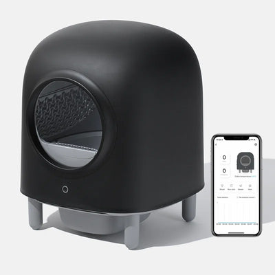Self Cleaning Cat Litter Box, App Control, Safety Protection, Automatic Smart Robot Litter Box for Multiple Cats, with Garbage Bags&Plastic Air Filter, Black& White