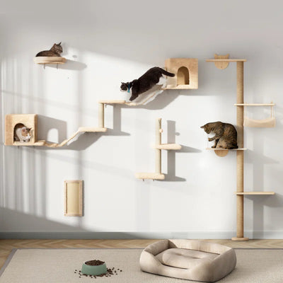 Darkiel 7Pcs Wall-Mounted Cat Tree Shelves Climbing Tower