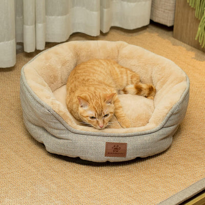 Cat Beds for Indoor Cats,Kitten Bed,Dog Bed for Extra Small Dogs Breeds,Puppy Kennel Bed, Comfy Durable Pet Sleeping Bed, Washable Roun Cat Bed & Non-Slip Bottom, Size 19"L X 16"W X 6.5"Th