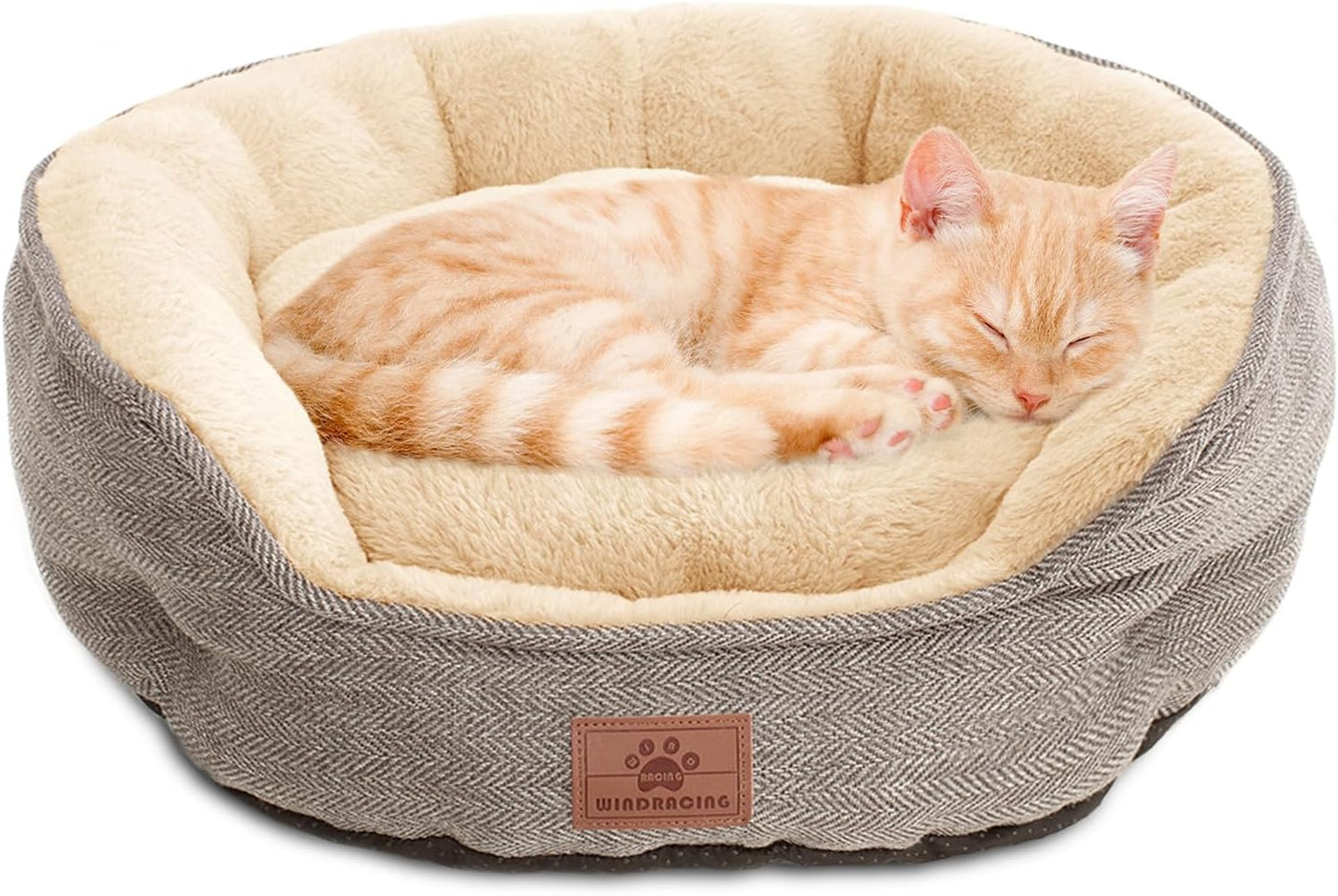 Cat Beds for Indoor Cats,Kitten Bed,Dog Bed for Extra Small Dogs Breeds,Puppy Kennel Bed, Comfy Durable Pet Sleeping Bed, Washable Roun Cat Bed & Non-Slip Bottom, Size 19"L X 16"W X 6.5"Th