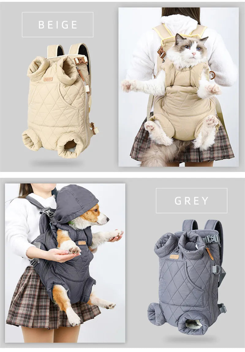 Winter Pet Dog Backpack Thicken Warm Cat Backpack Hands Free Portable Travel Dog Carrier for Small Dogs Windproof Safety Pet Bag