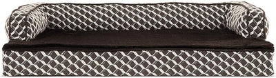 Orthopedic Dog Bed for Medium/Small Dogs W/ Removable Bolsters & Washable Cover, for Dogs up to 35 Lbs - Plush & Woven Decor Comfy Couch Sofa - Diamond Brown, Medium