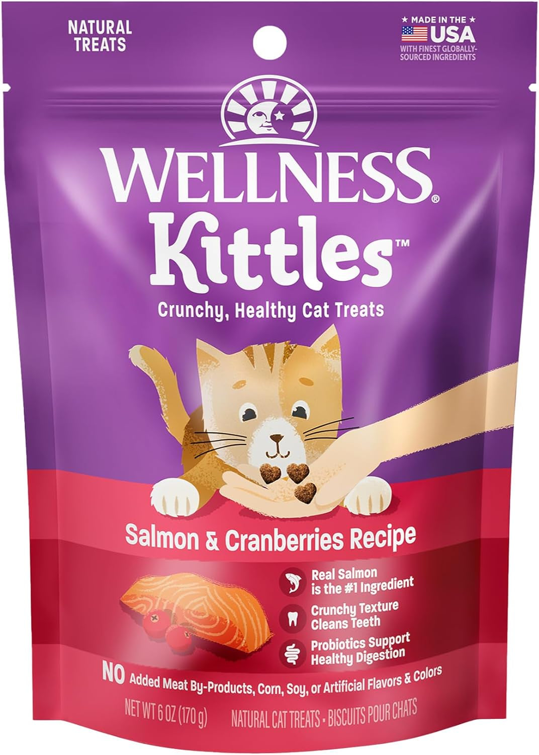 Kittles Natural Grain Free Salmon & Cranberries Cat Treats, 6 Oz, Bag
