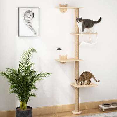 Darkiel 7Pcs Wall-Mounted Cat Tree Shelves Climbing Tower