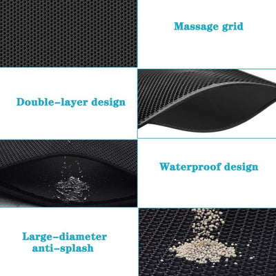 Small Cat Litter Box Mat: Easy Clean Kitty Litter Trapping Mat for Floor, Plastic Cat Box Pad (15 * 24In, Black, 1P)