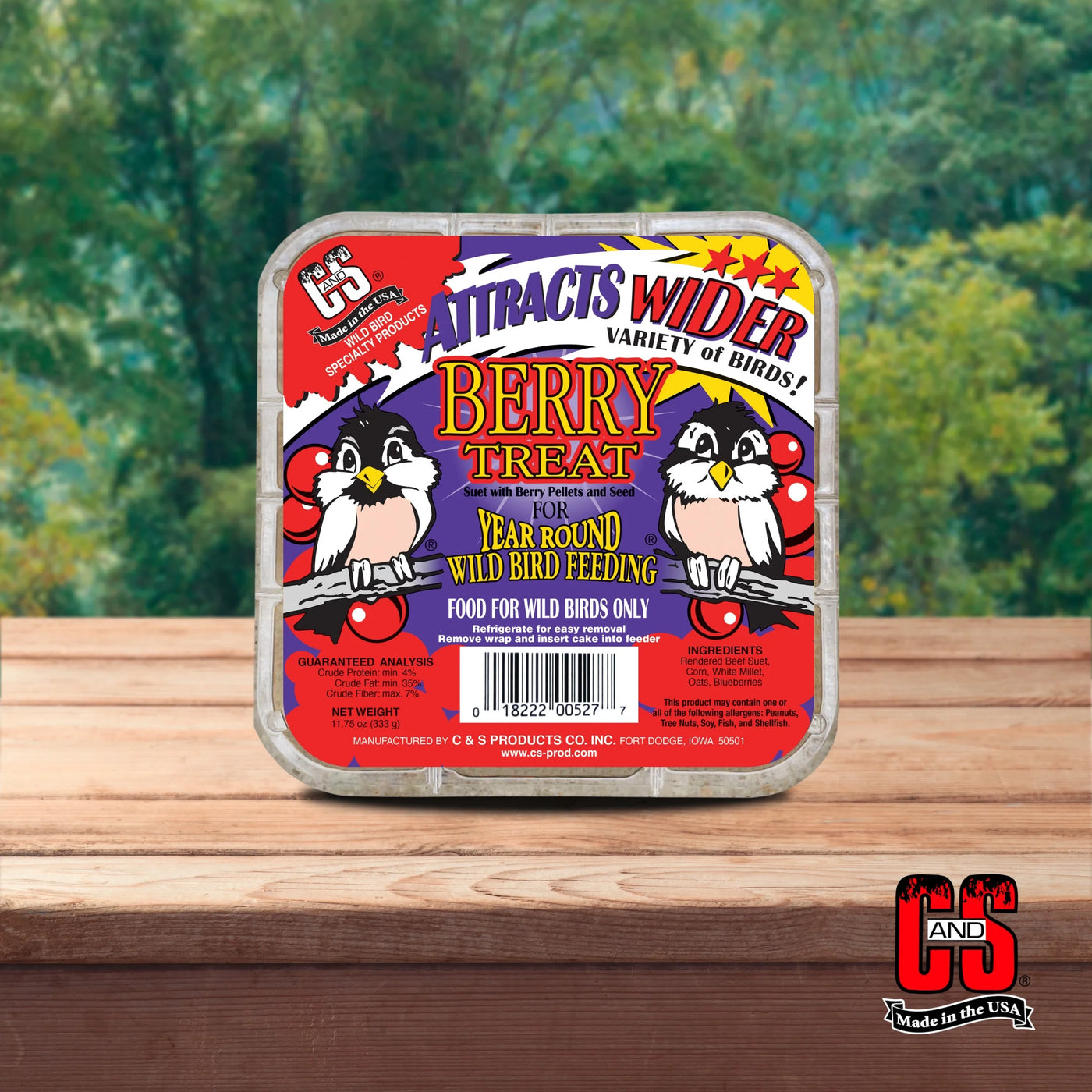 C&S Berry Suet Treat, for Wild Birds, 11.75 Ounces