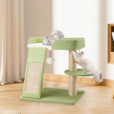 Cat Tree, Modern Cat Tower with Cat Scratching Post for Indoor Cats, Green (20 Inch)