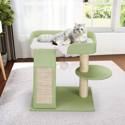 Cat Tree, Modern Cat Tower with Cat Scratching Post for Indoor Cats, Green (20 Inch)